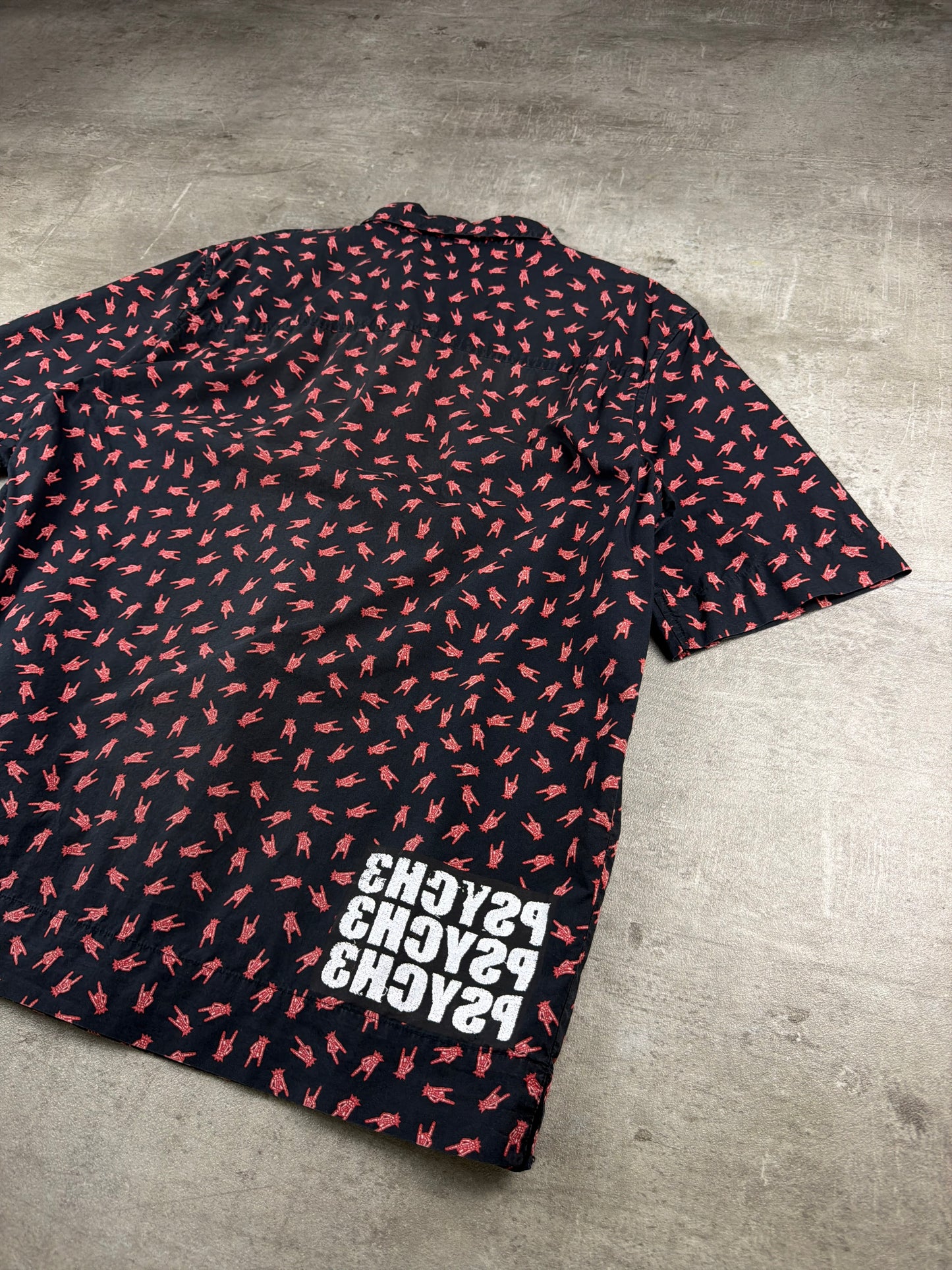 Diesel Archive "Rock Signs" All-Over Print Short Sleeve Shirt - Grunge Dark Aesthetic