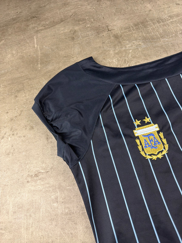 Adidas 2006 World Cup Argentina "Blokette" Pinstripe Jersey Top - Navy & Baby Blue
