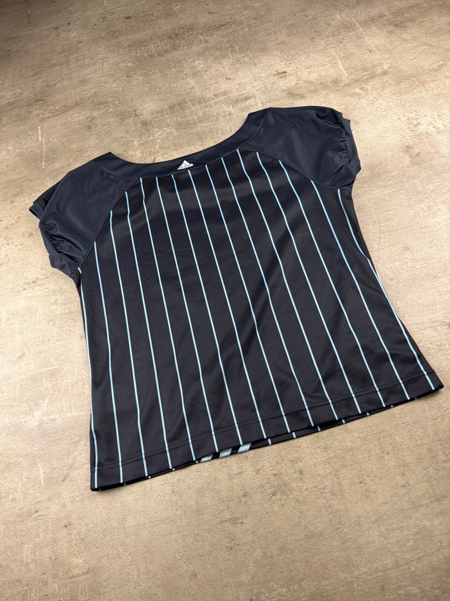 Adidas 2006 World Cup Argentina "Blokette" Pinstripe Jersey Top - Navy & Baby Blue