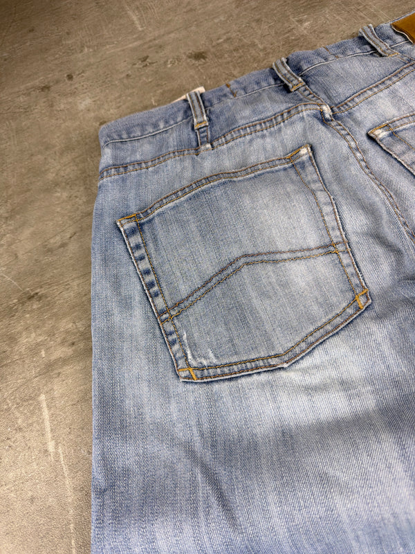 Armani Jeans Archive Metal Eagle "AJ" Denim Pants - Light Blue Washed / Distressed Vintage Y2K