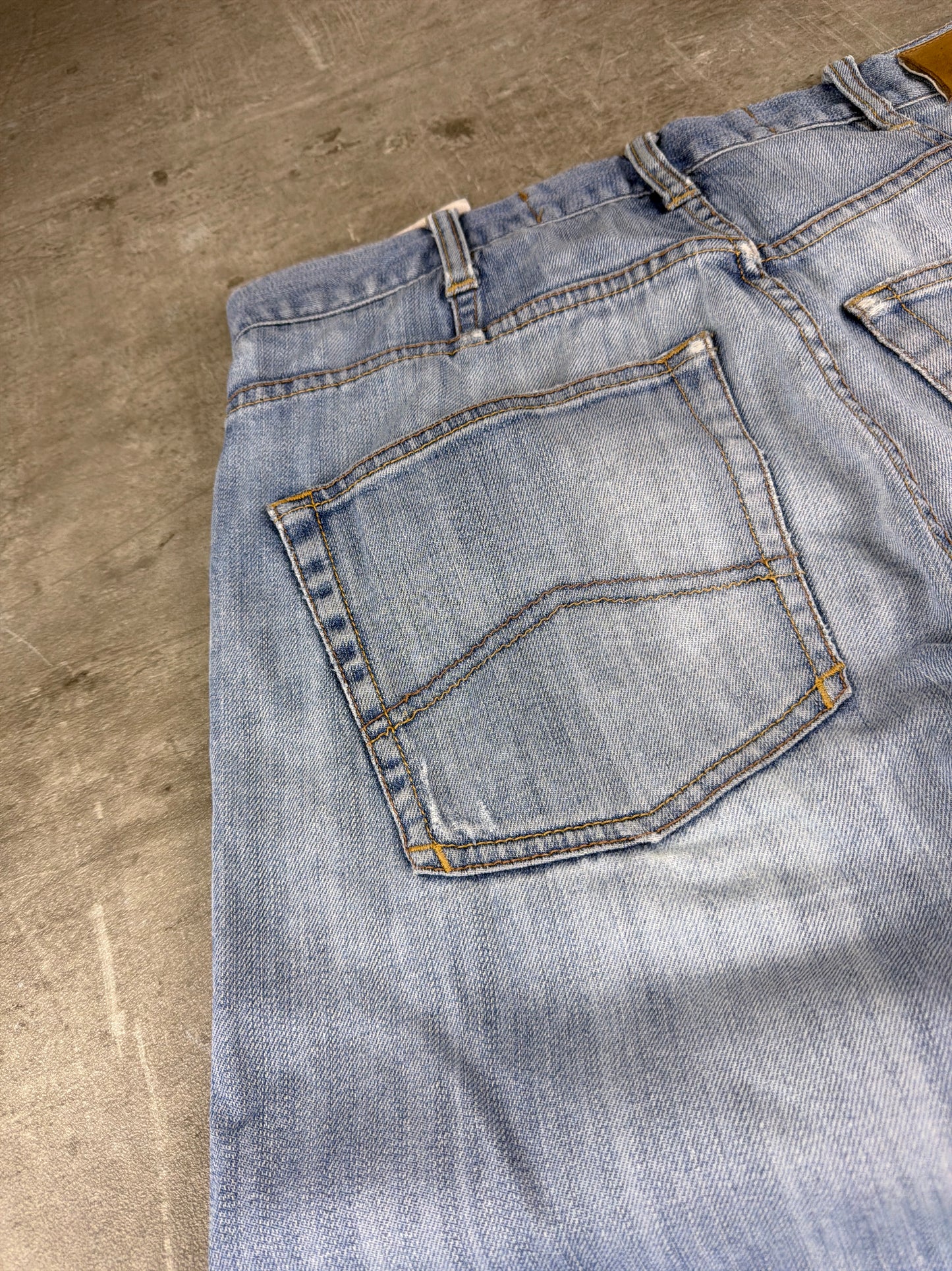 Armani Jeans Archive Metal Eagle "AJ" Denim Pants - Light Blue Washed / Distressed Vintage Y2K