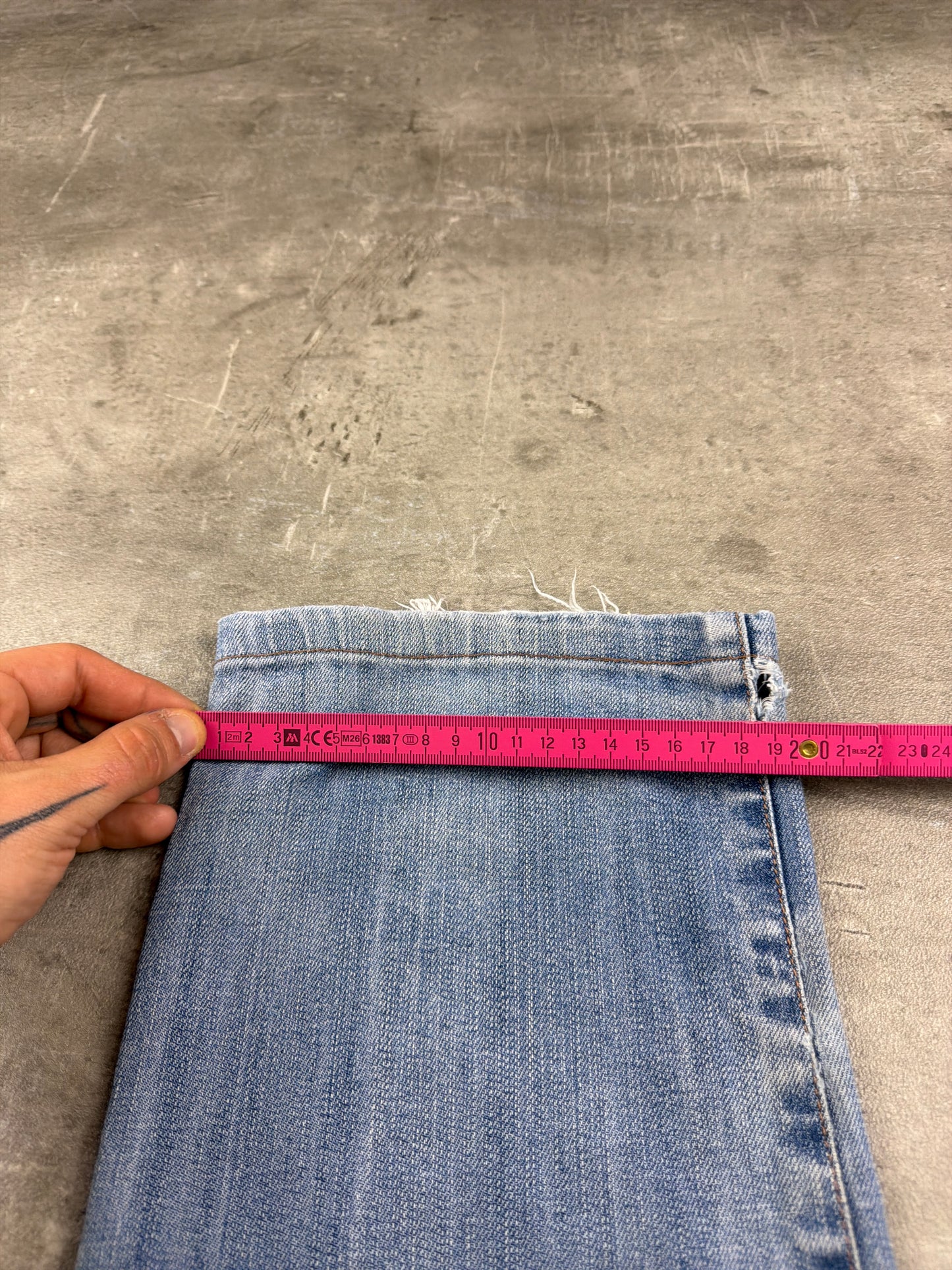 Armani Jeans Archive Metal Eagle "AJ" Denim Pants - Light Blue Washed / Distressed Vintage Y2K