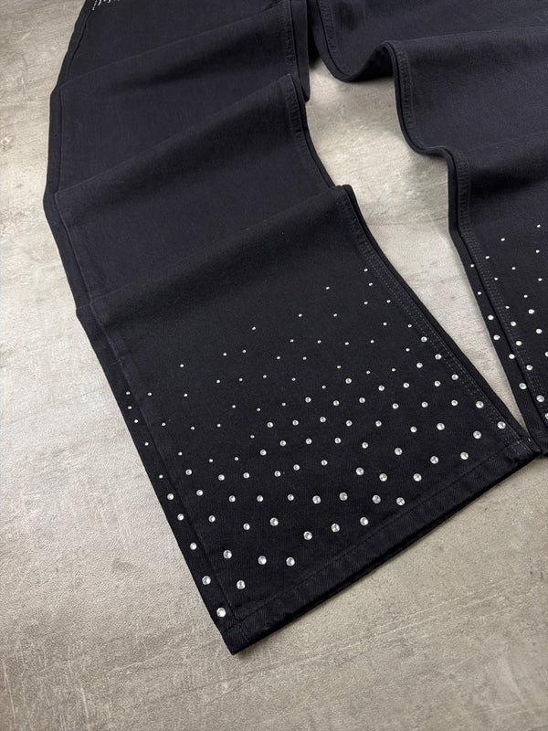Le Voleur Archive "Rhinestone" Baggy Denim - Black Y2K Cyber