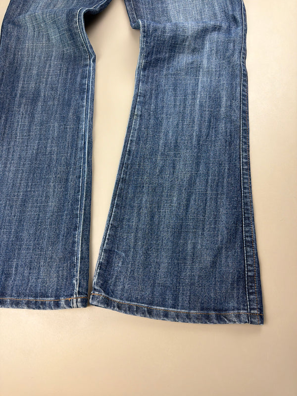 C.T.M "Tribal Orbit" Flared Denim — Cyber Sand-Wash Y2K