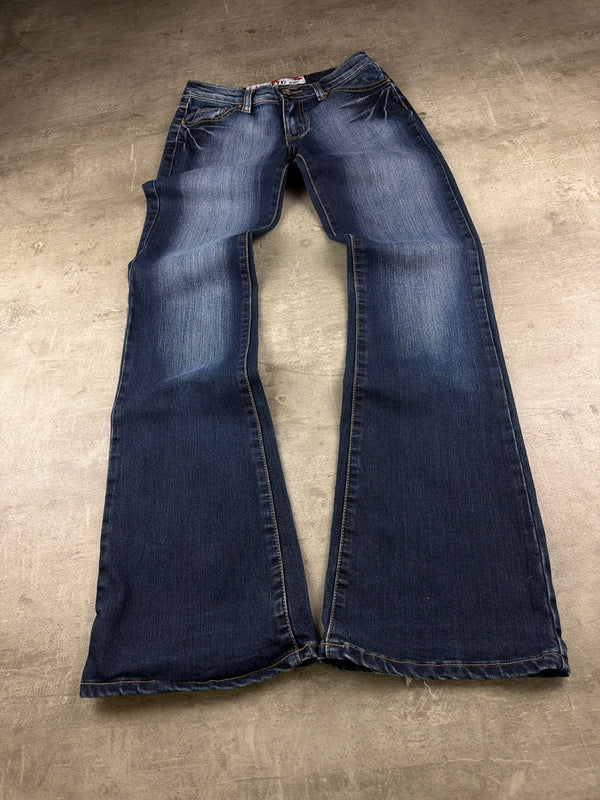 La Virtù Y2K "Cyber Tribal" Flared Denim - Washed Blue