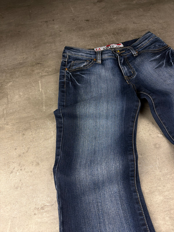 La Virtù Y2K "Cyber Tribal" Flared Denim - Washed Blue