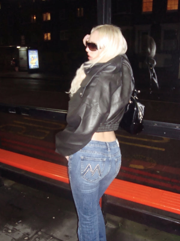 Mother Denim Archive "Iconic M" Studded Flare – Y2K Low Waist Washed Indigo