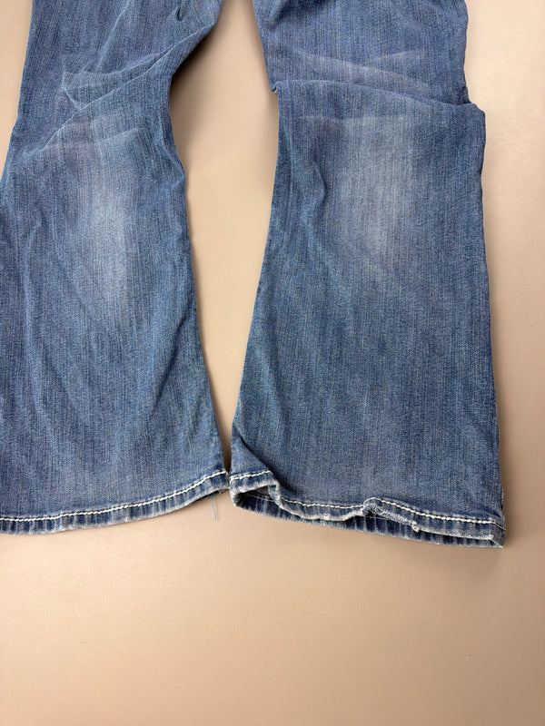 Miss Me Archive "Iconic Slim Boot" Low Waist Denim - Y2K Bling Distressed Blue