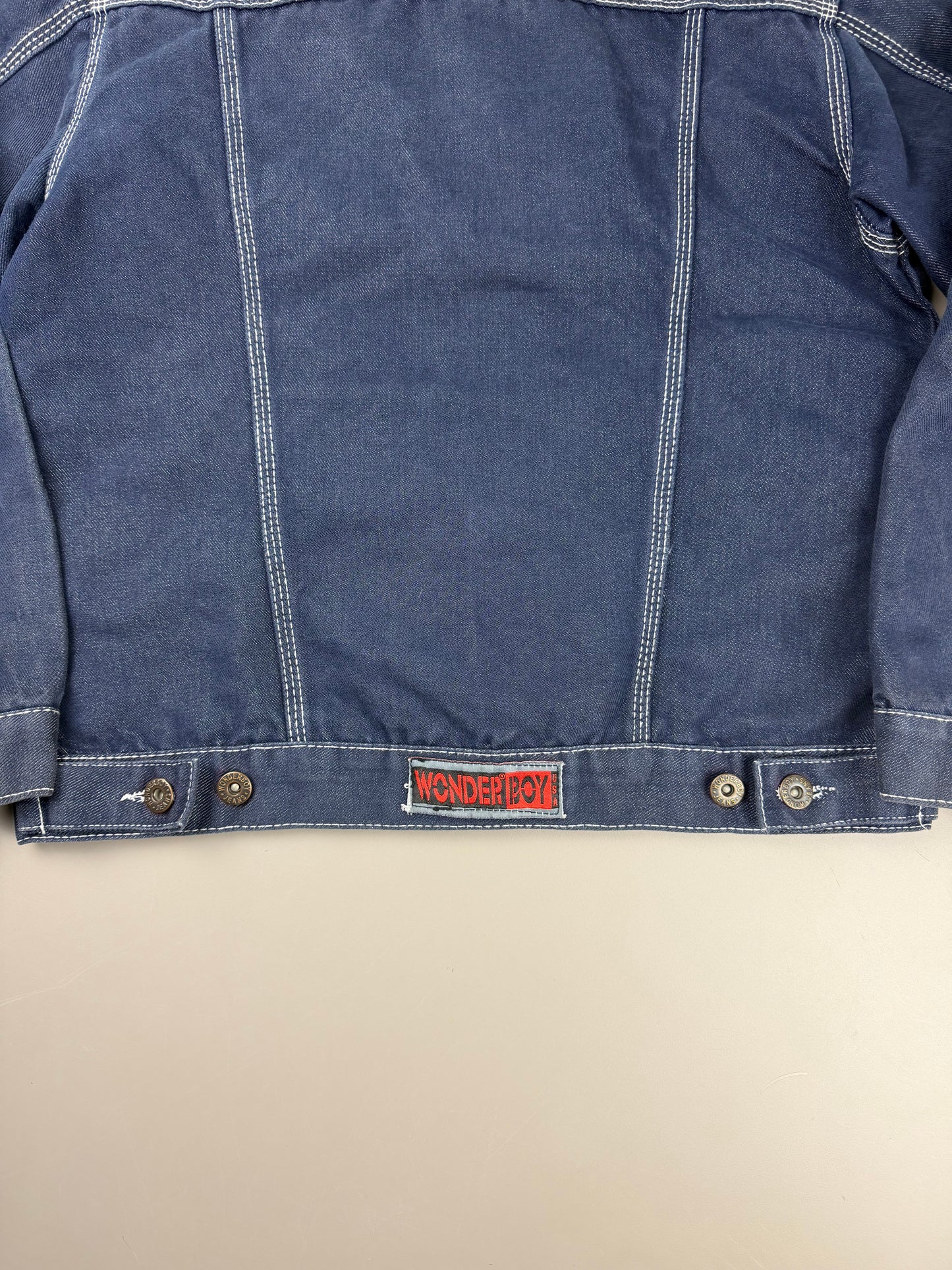 Wonder Boy "Footprint" Contrast Stitch Denim Jacket - Dark Indigo