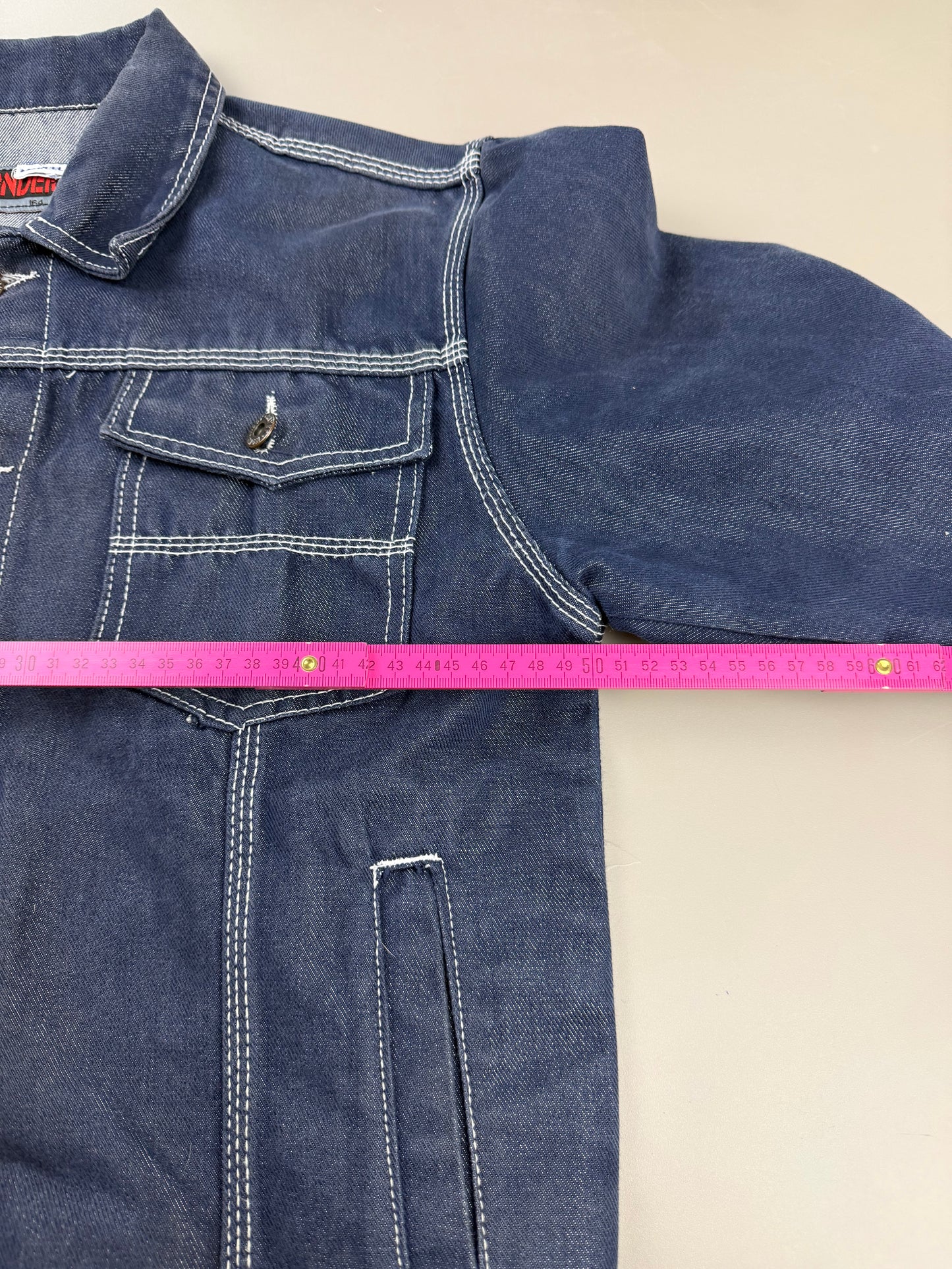 Wonder Boy "Footprint" Contrast Stitch Denim Jacket - Dark Indigo