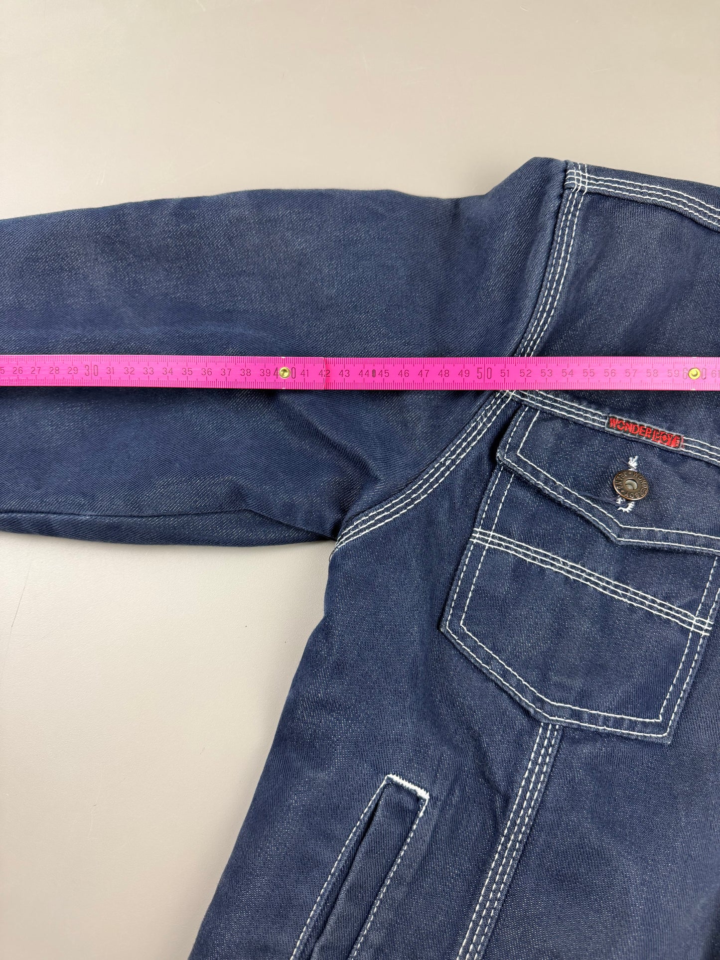 Wonder Boy "Footprint" Contrast Stitch Denim Jacket - Dark Indigo