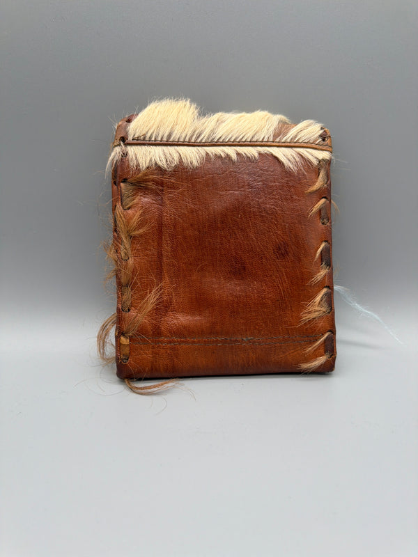 Vintage Fur & Leather Detail Wallet - Brown / Western Y2K