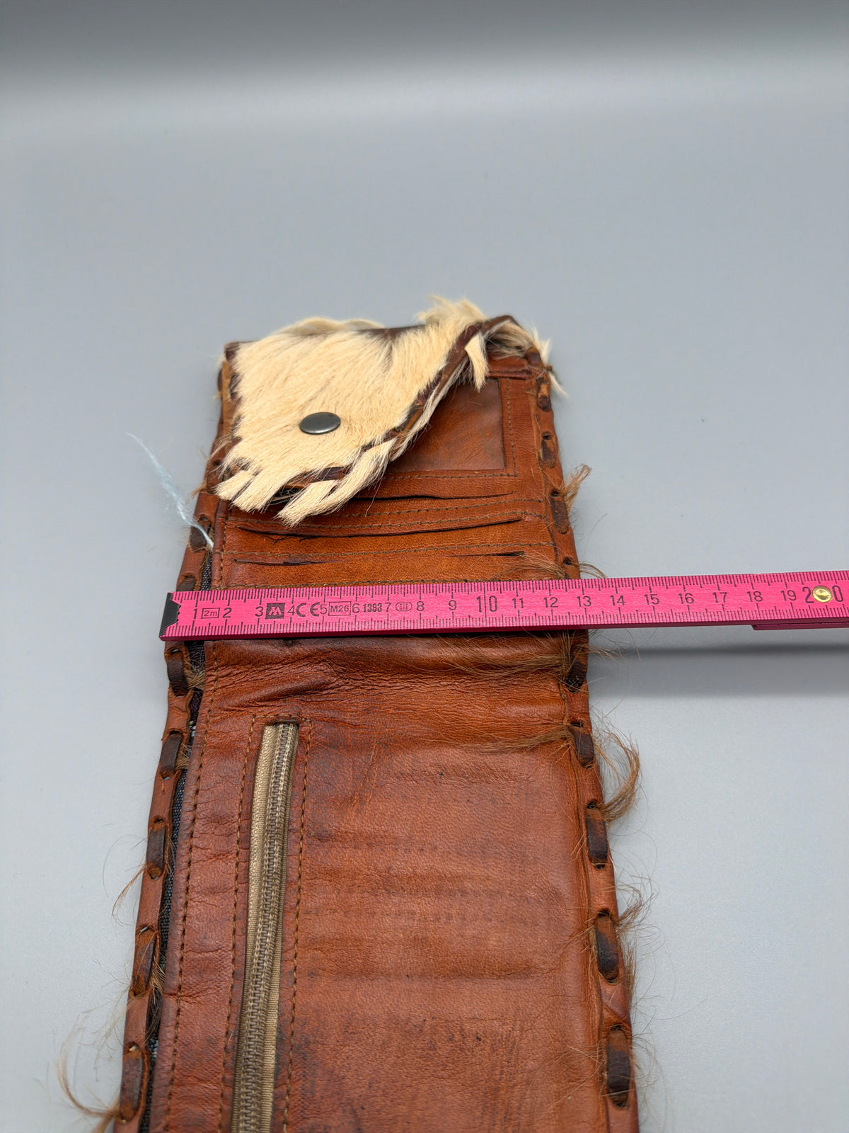 Vintage Fur & Leather Detail Wallet - Brown / Western Y2K