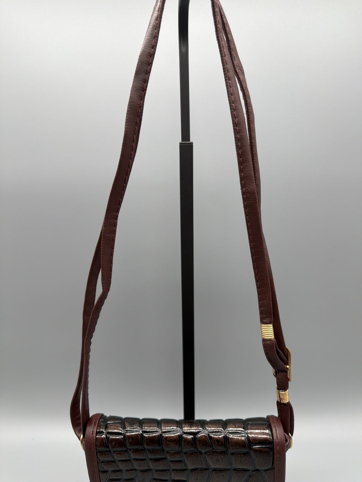 La Toscana Vintage Croc Mini Shoulder Bag - Dark Brown