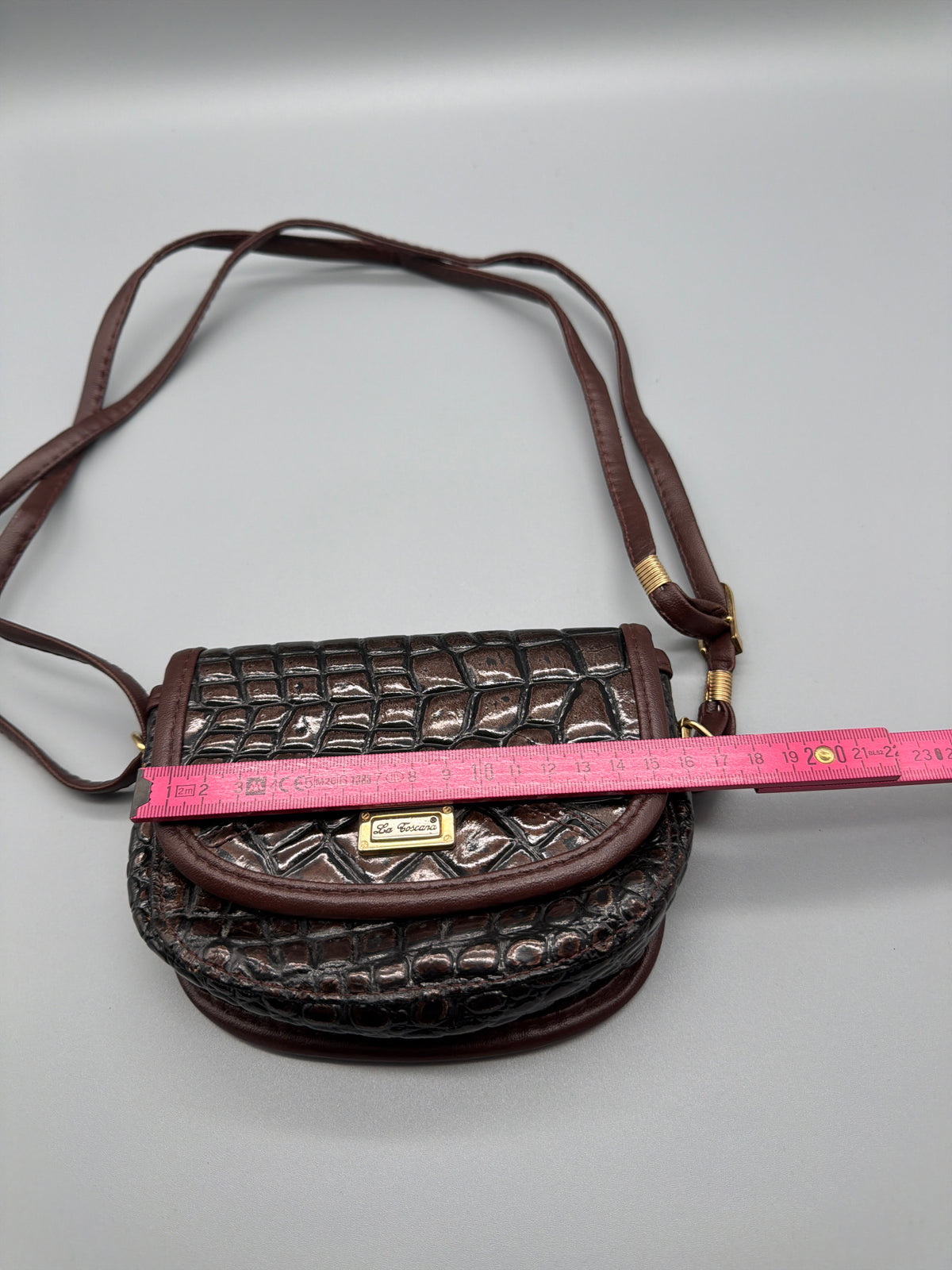 La Toscana Vintage Croc Mini Shoulder Bag - Dark Brown