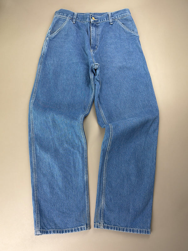 Carhartt WIP "Simple Pant" Baggy Workwear Denim - Mid Blue Wash