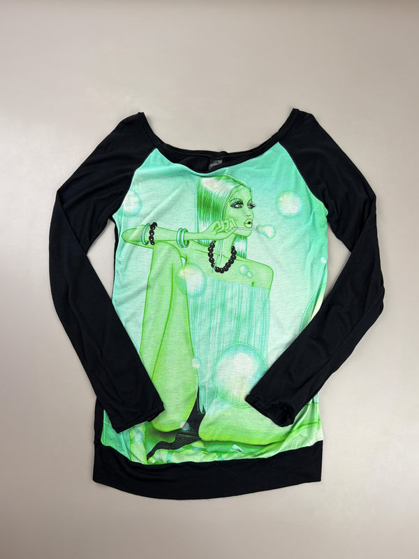 Blue Tower Barcelona "Bubble Pop" Graphic Longsleeve - Lime Green