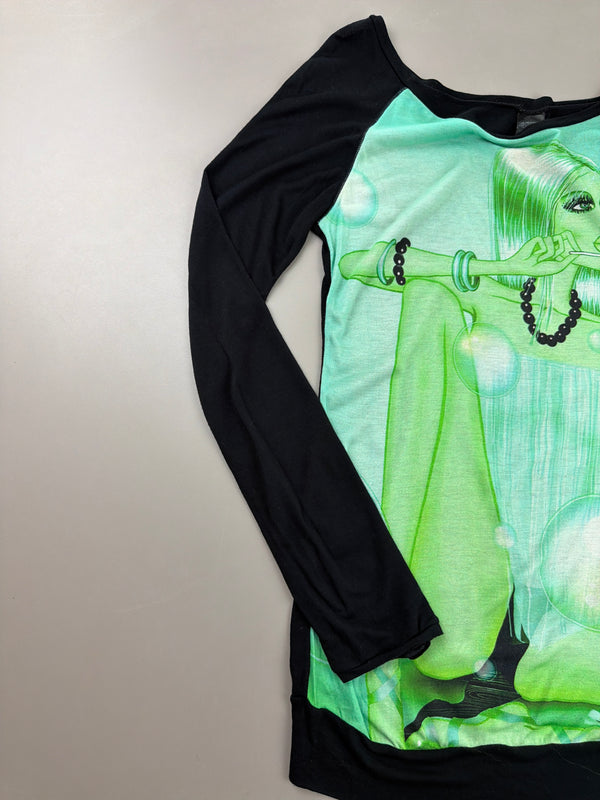 Blue Tower Barcelona "Bubble Pop" Graphic Longsleeve - Lime Green
