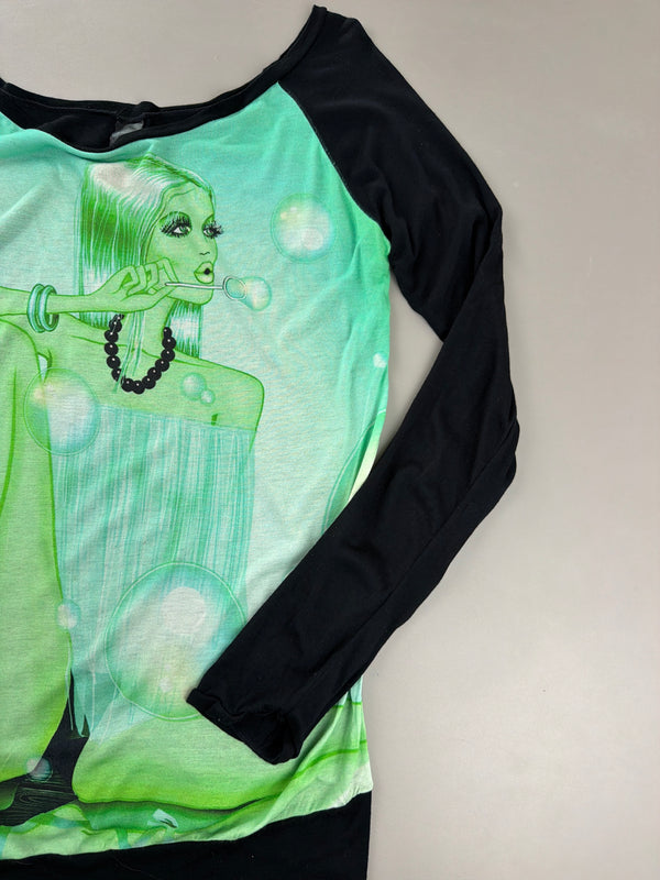Blue Tower Barcelona "Bubble Pop" Graphic Longsleeve - Lime Green