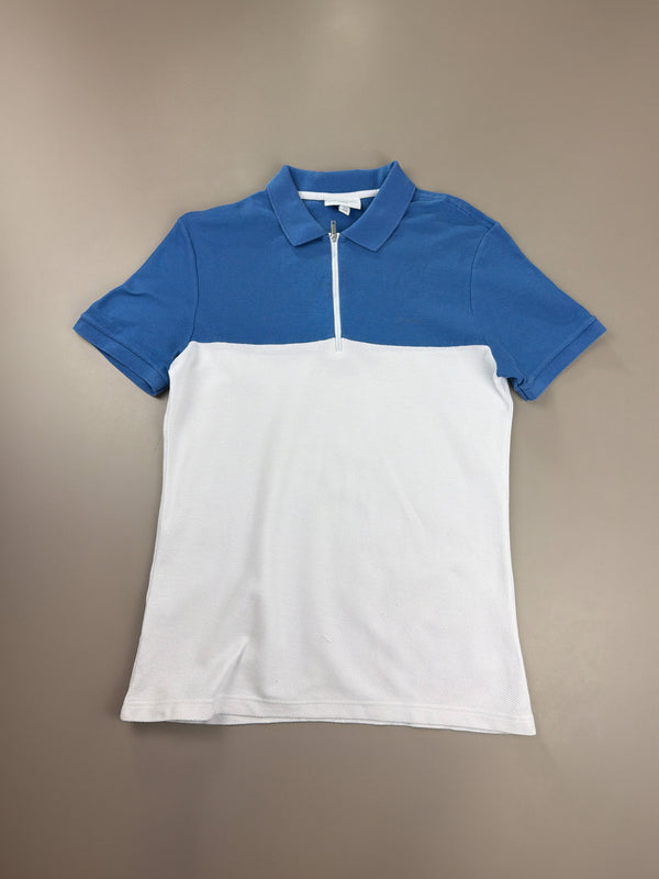 Lacoste Sporty Zip-Neck Piqué Polo - Blue & White Colorblock