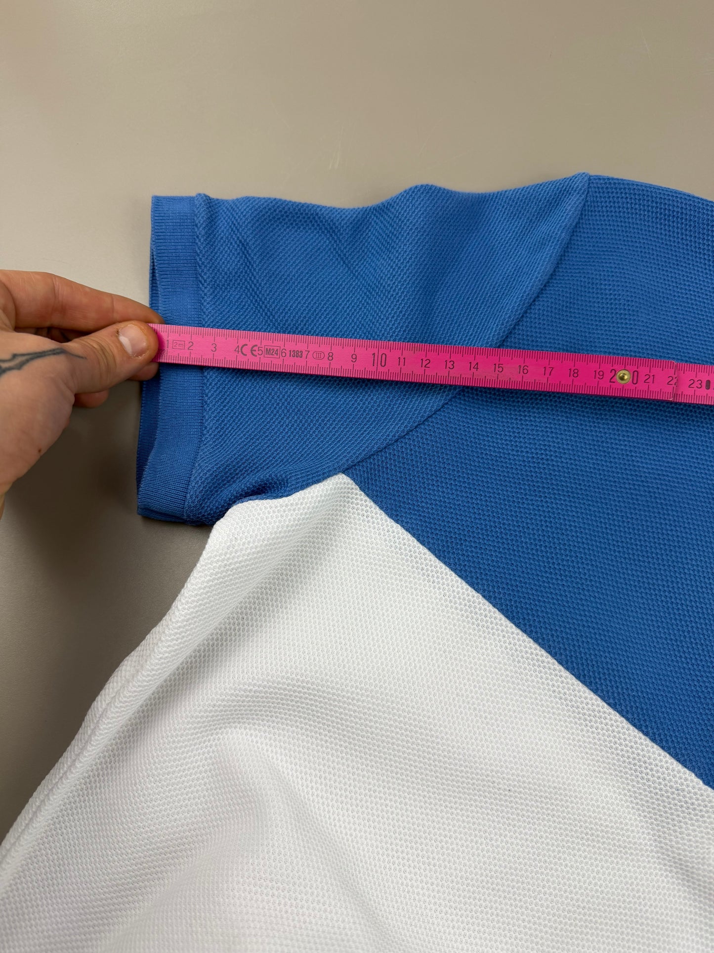 Lacoste Sporty Zip-Neck Piqué Polo - Blue & White Colorblock