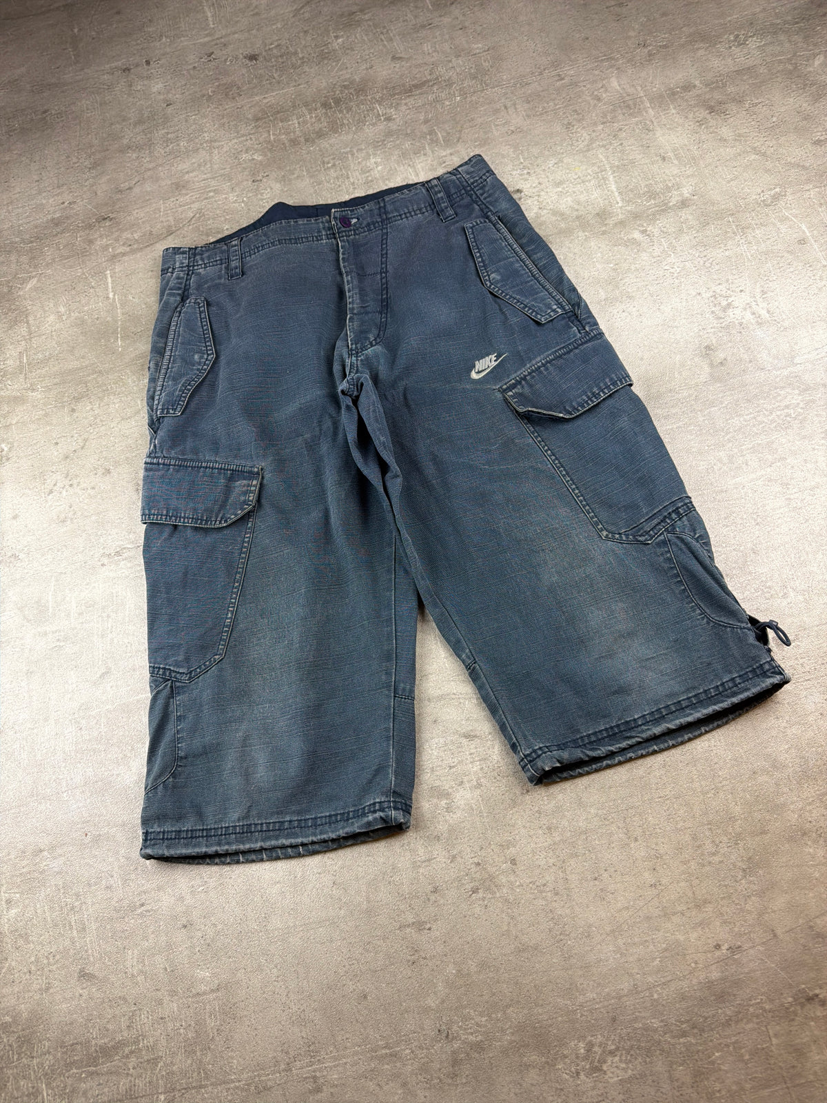 Nike Y2K Vintage Cargo Shorts - Washed Blue / Baggy Fit