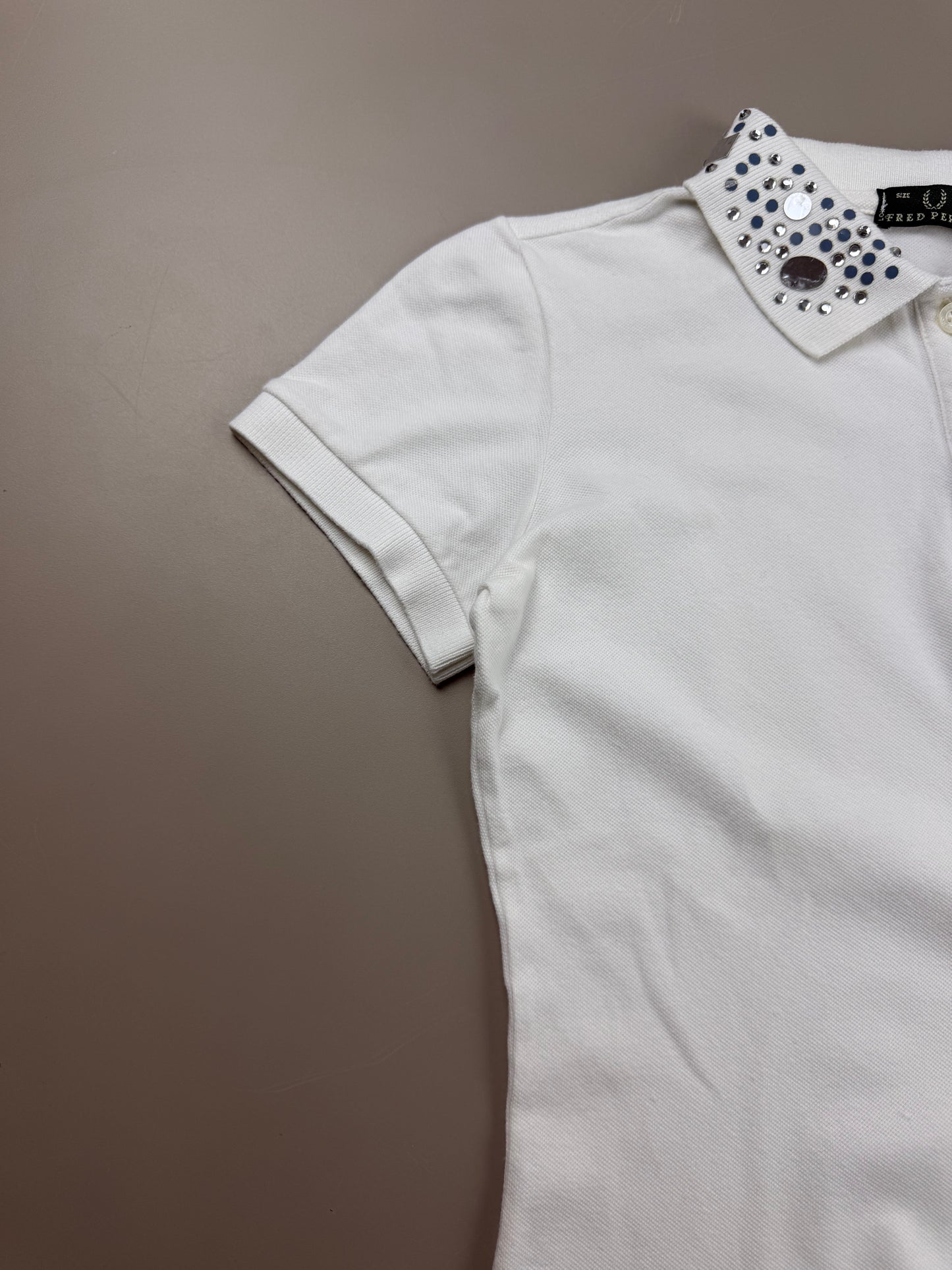 Fred Perry Rhinestone Embellished Polo Top - White