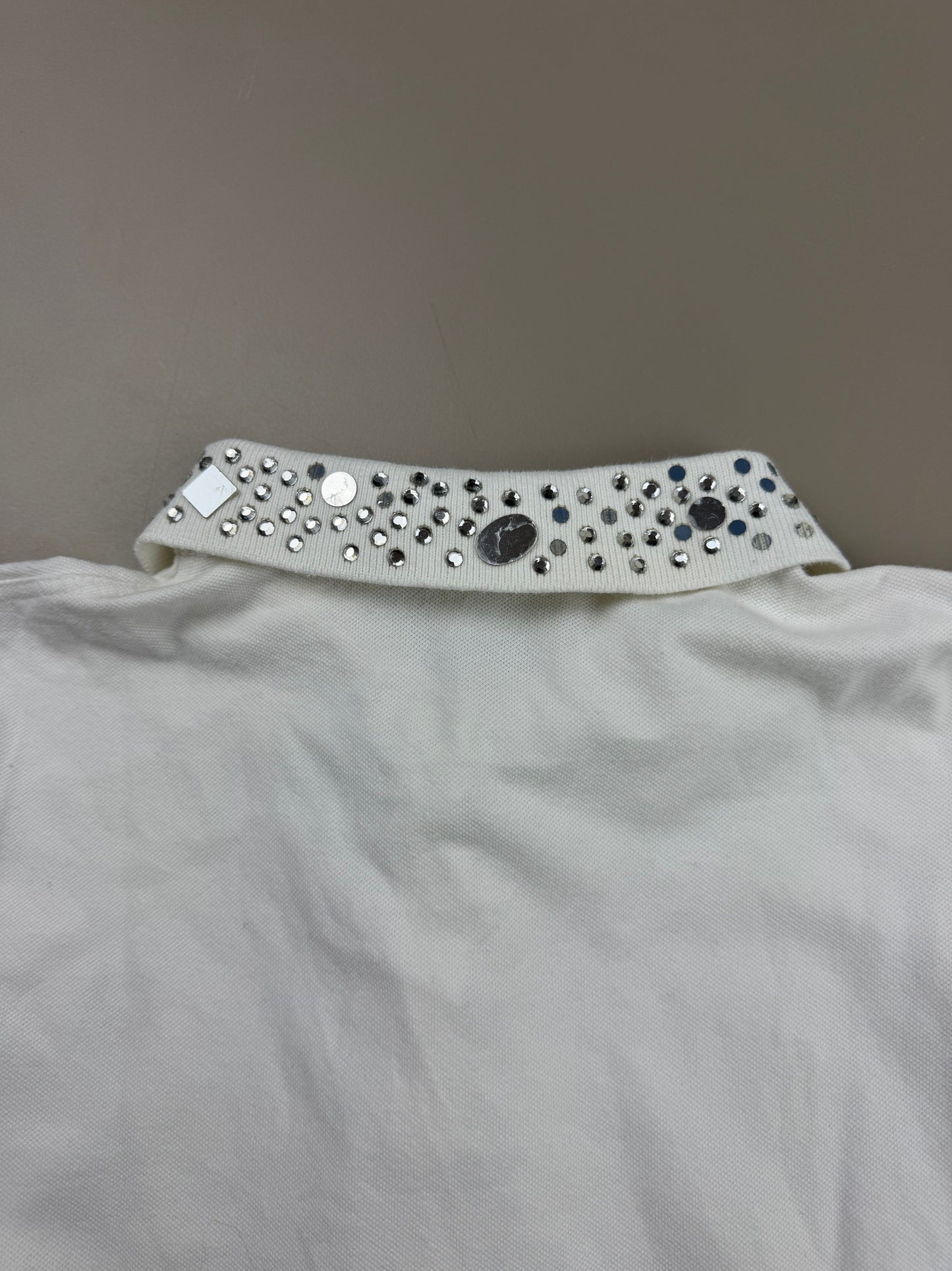 Fred Perry Rhinestone Embellished Polo Top - White