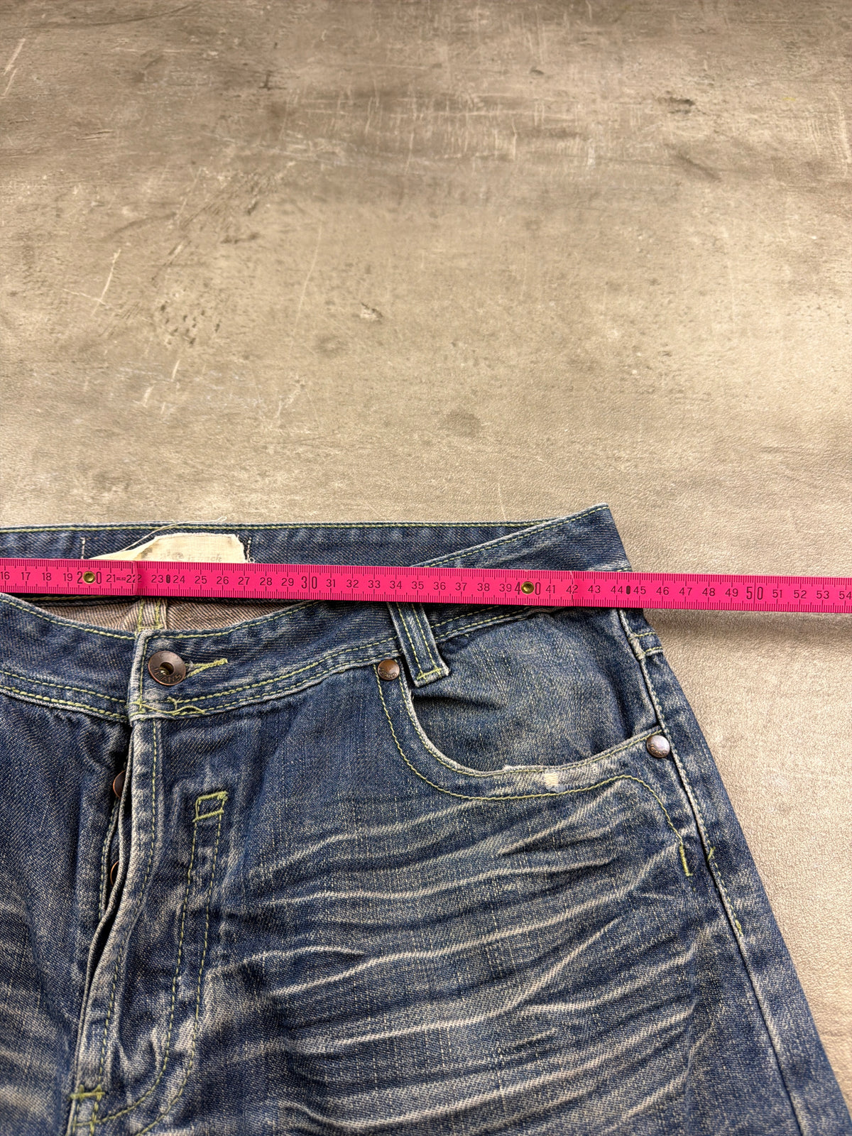 Fu's Fashion Jeans Y2K Baggy Denim - Blue Washed Distressed
