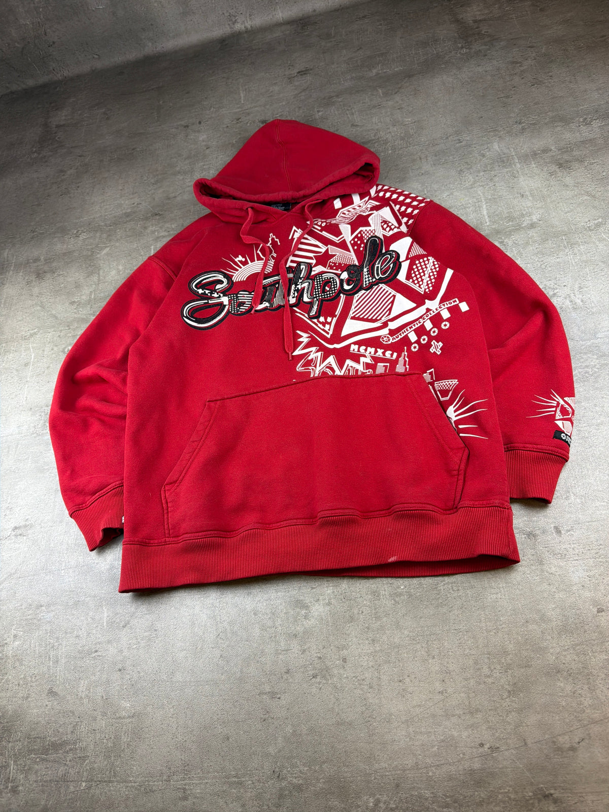 Southpole Archive "MCMXCI" Graphic Hoodie - Red & White