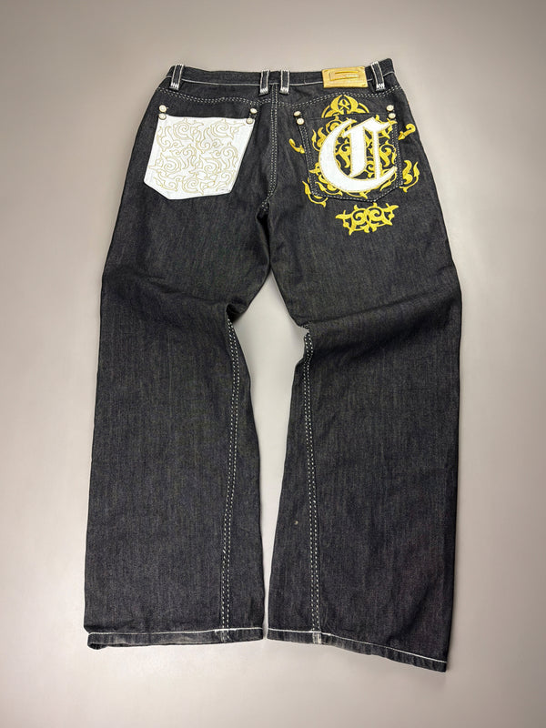 Coogi Luxury Archive "If Luxe Could Kill" Big Logo Jeans - Black Contrast Stitch