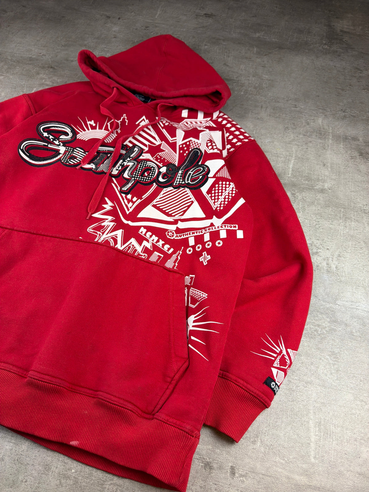 Southpole Archive "MCMXCI" Graphic Hoodie - Red & White