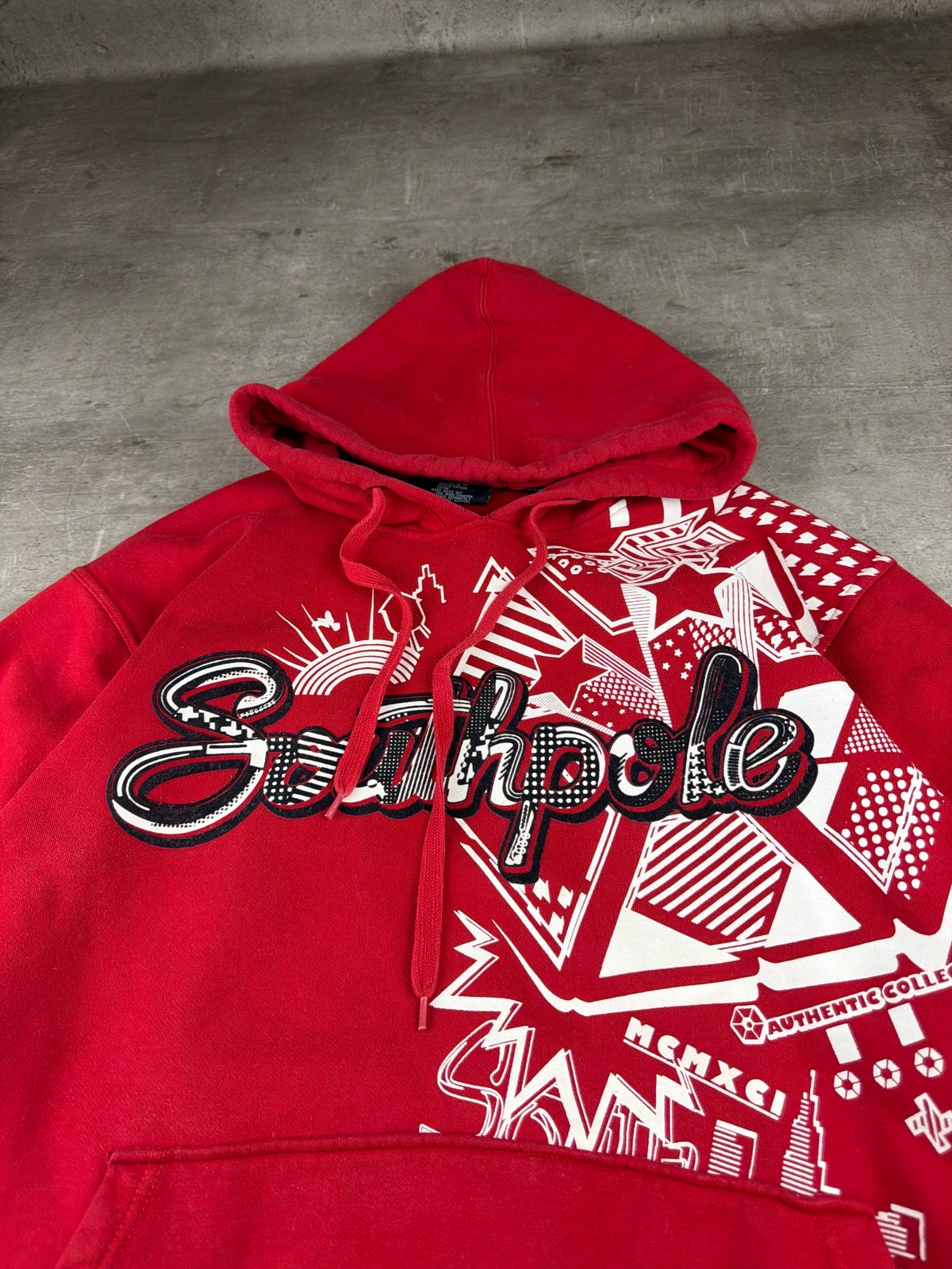 Southpole Archive "MCMXCI" Graphic Hoodie - Red & White