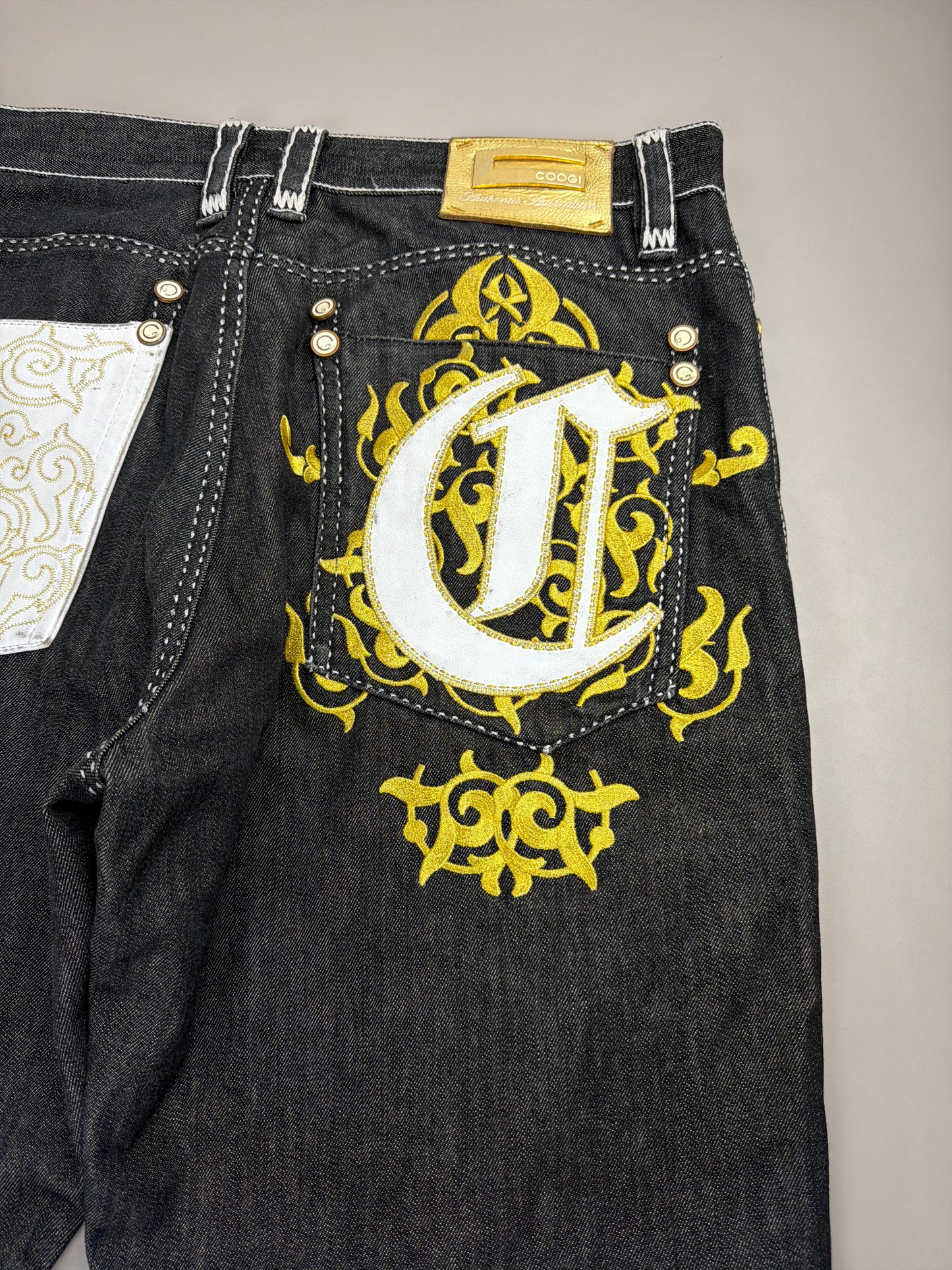 Coogi Luxury Archive "If Luxe Could Kill" Big Logo Jeans - Black Contrast Stitch
