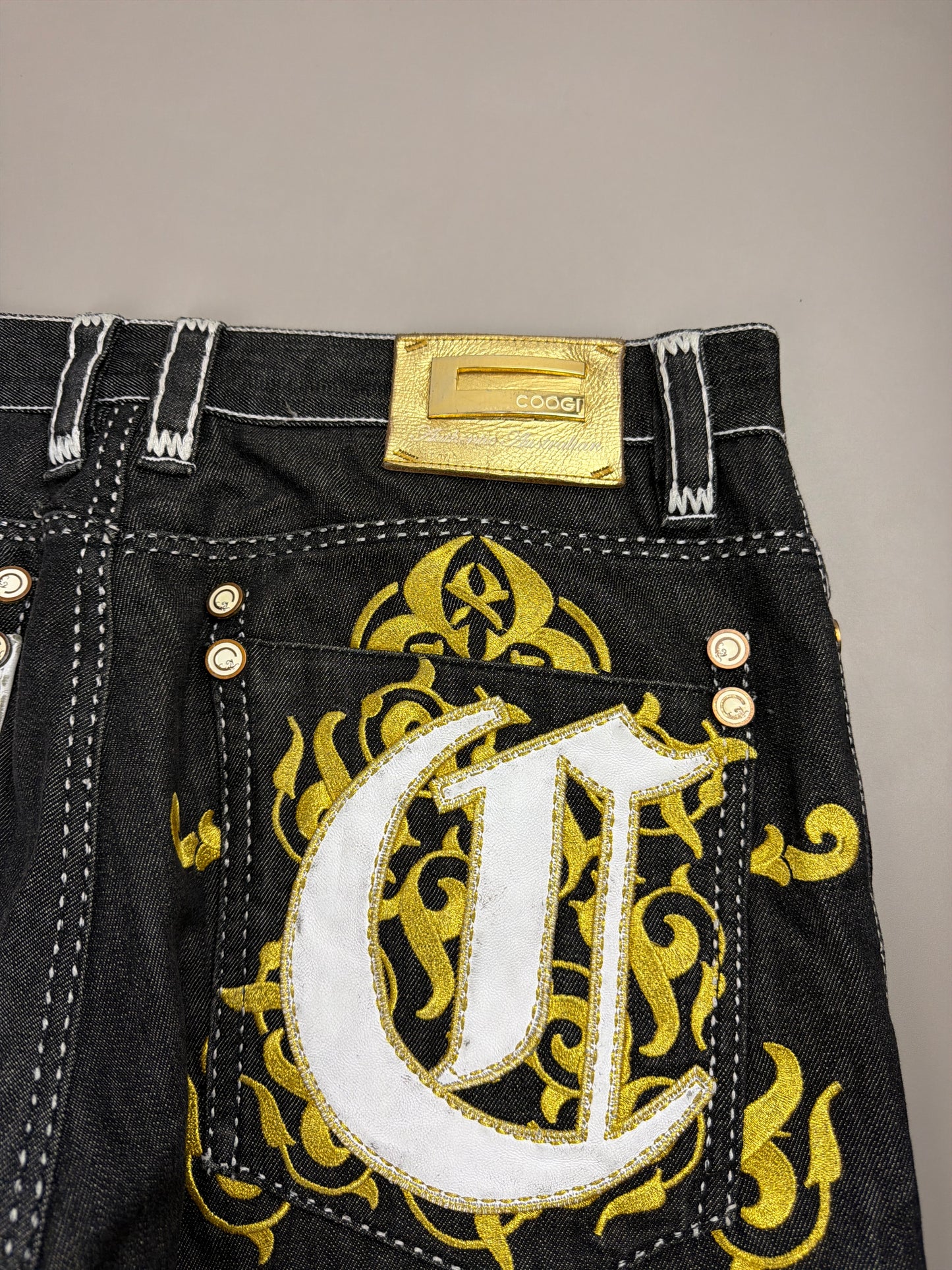 Coogi Luxury Archive "If Luxe Could Kill" Big Logo Jeans - Black Contrast Stitch