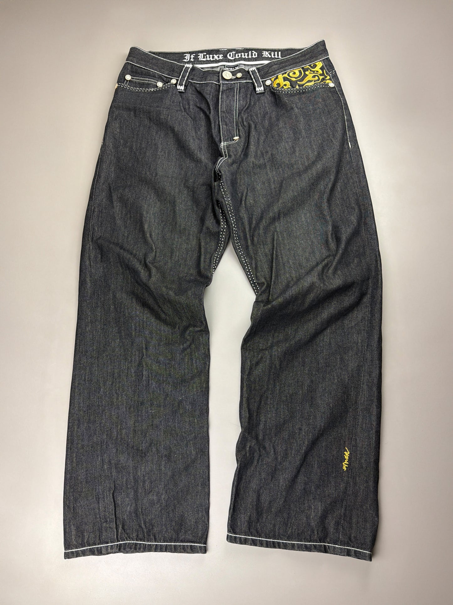 Coogi Luxury Archive "If Luxe Could Kill" Big Logo Jeans - Black Contrast Stitch