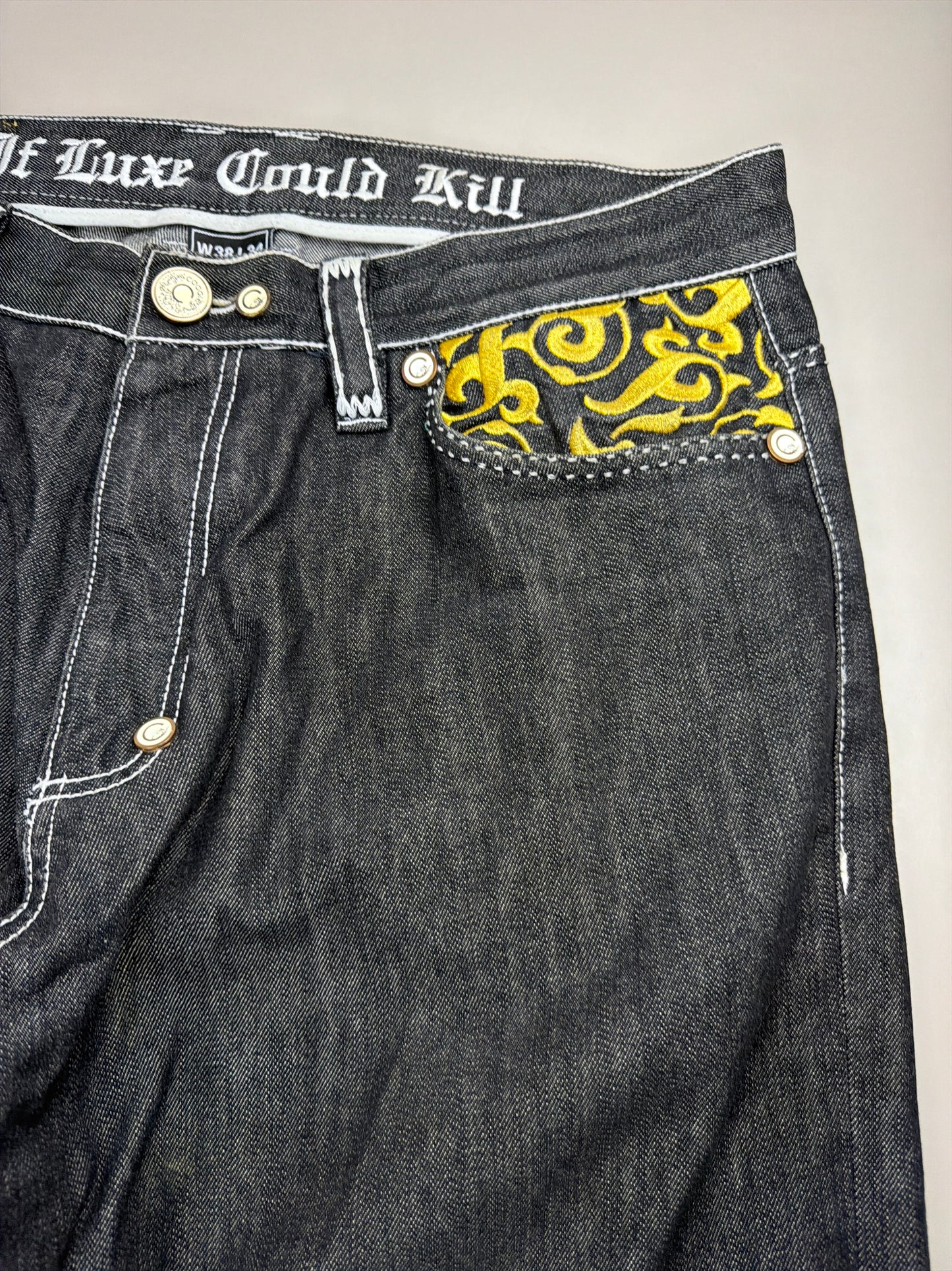 Coogi Luxury Archive "If Luxe Could Kill" Big Logo Jeans - Black Contrast Stitch