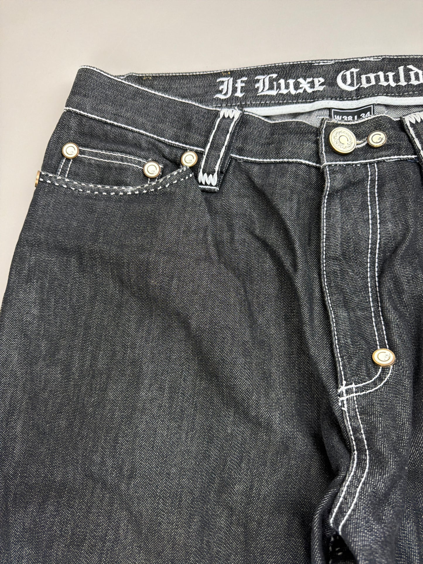 Coogi Luxury Archive "If Luxe Could Kill" Big Logo Jeans - Black Contrast Stitch
