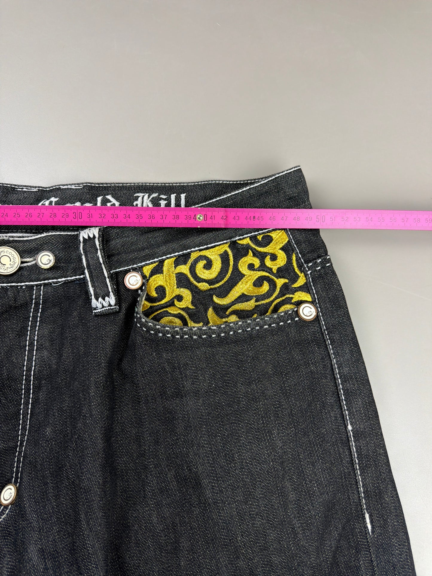 Coogi Luxury Archive "If Luxe Could Kill" Big Logo Jeans - Black Contrast Stitch