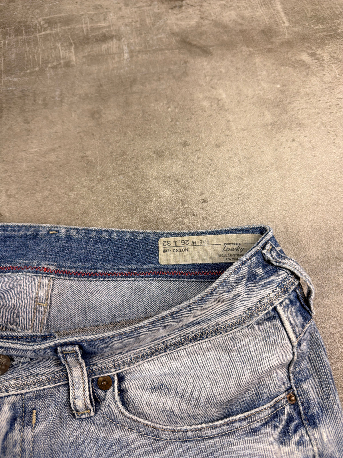Diesel Archive "Lowky" Low Waist Distressed Denim - Light Blue Bleached