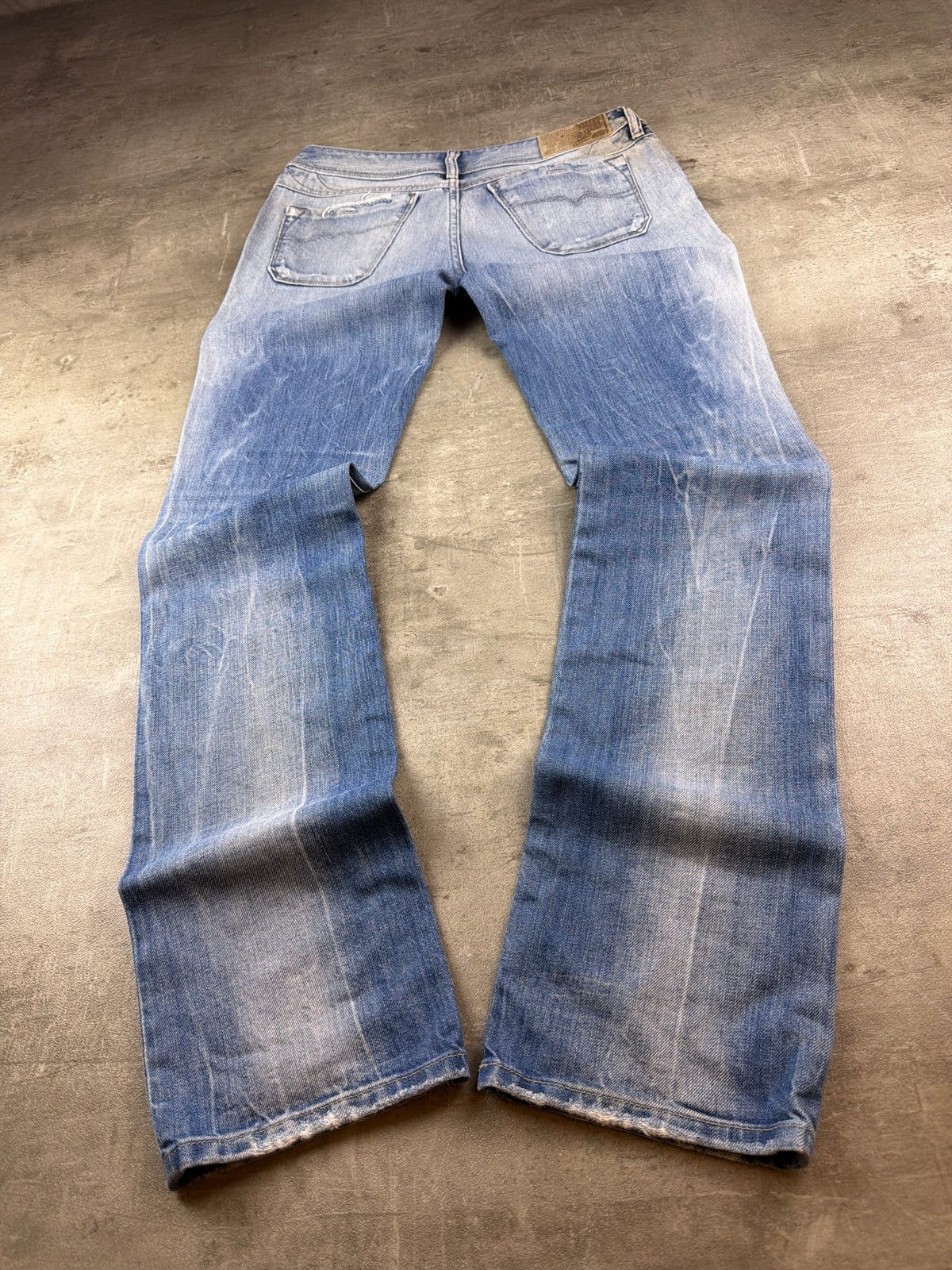Diesel Archive "Lowky" Low Waist Distressed Denim - Light Blue Bleached
