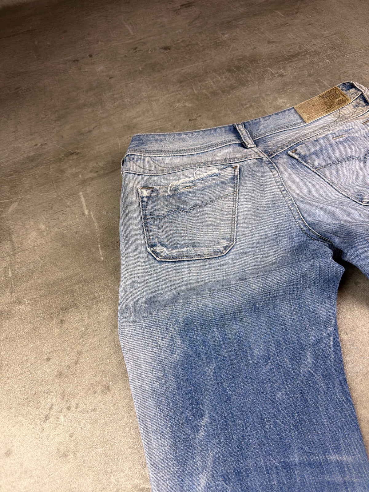 Diesel Archive "Lowky" Low Waist Distressed Denim - Light Blue Bleached