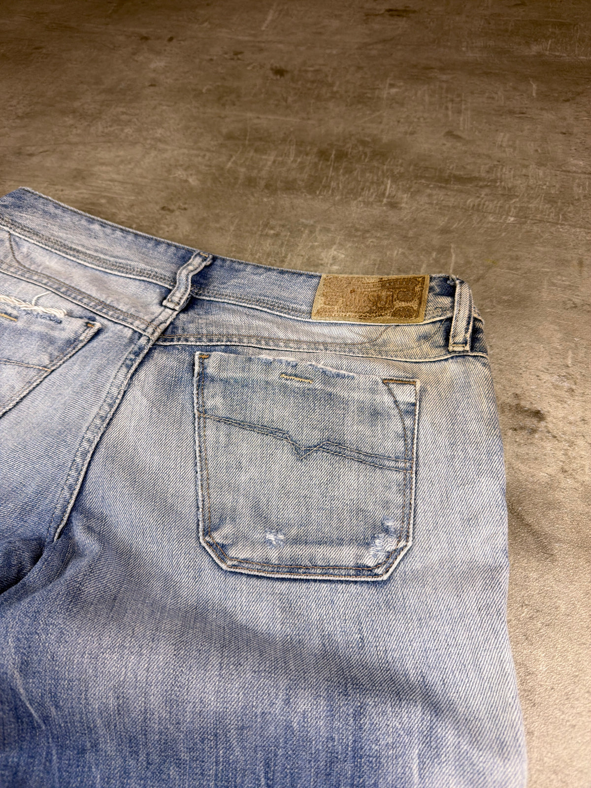 Diesel Archive "Lowky" Low Waist Distressed Denim - Light Blue Bleached