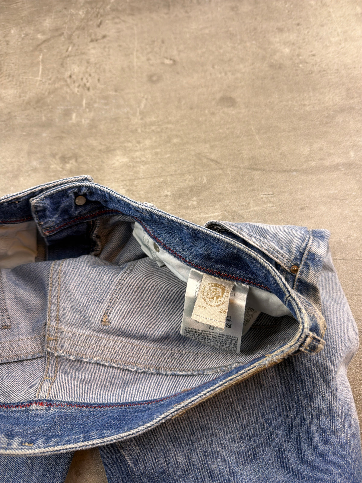Diesel Archive "Lowky" Low Waist Distressed Denim - Light Blue Bleached