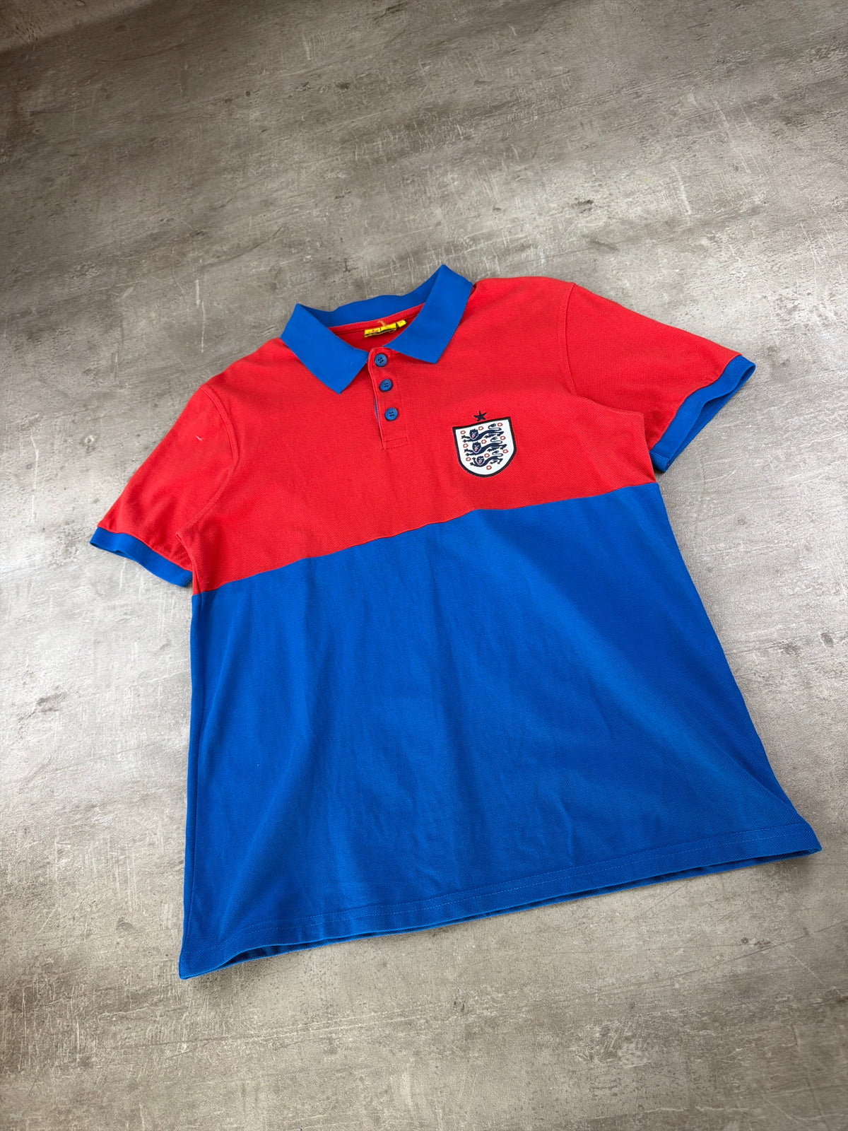 England Football Three Lions Retro Polo - Red/Blue Block Color