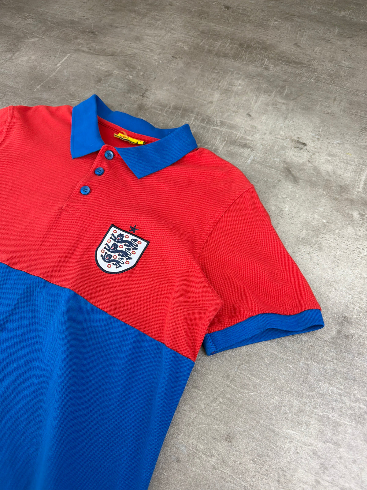 England Football Three Lions Retro Polo - Red/Blue Block Color