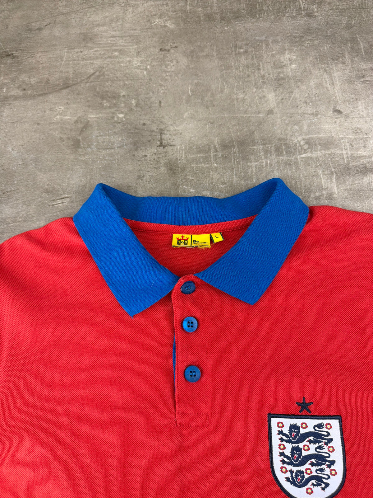 England Football Three Lions Retro Polo - Red/Blue Block Color