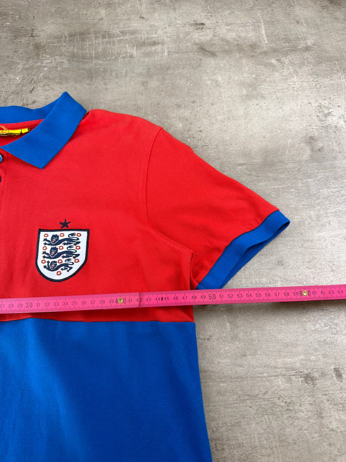 England Football Three Lions Retro Polo - Red/Blue Block Color
