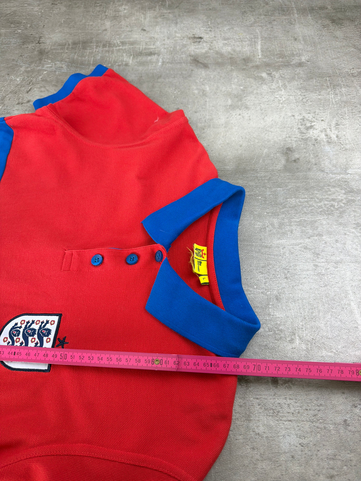 England Football Three Lions Retro Polo - Red/Blue Block Color