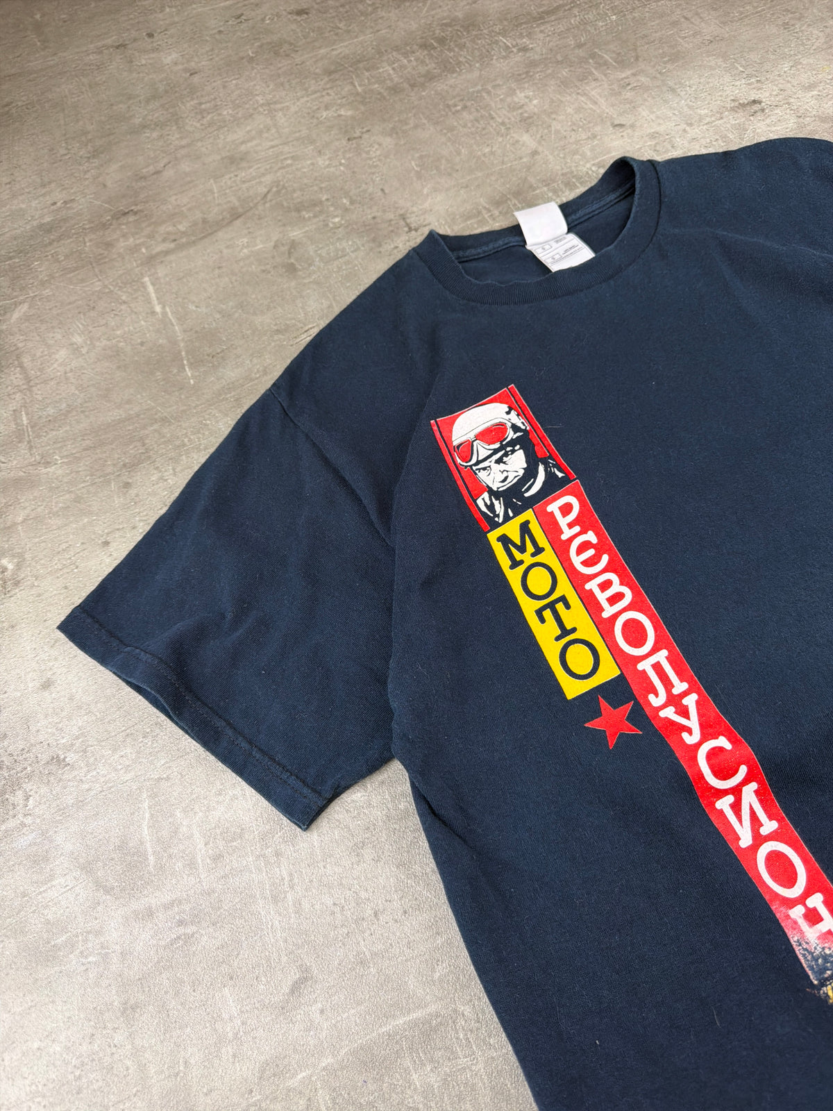 Vintage Moto Graphic Print T-Shirt - Dark Navy / Y2K Cyber Vibe